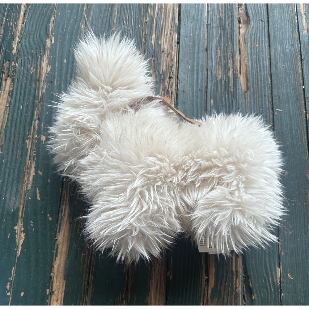 Pottery Barn: Luxe Faux Fur Dog with Antlers Shaped Plush Christmas